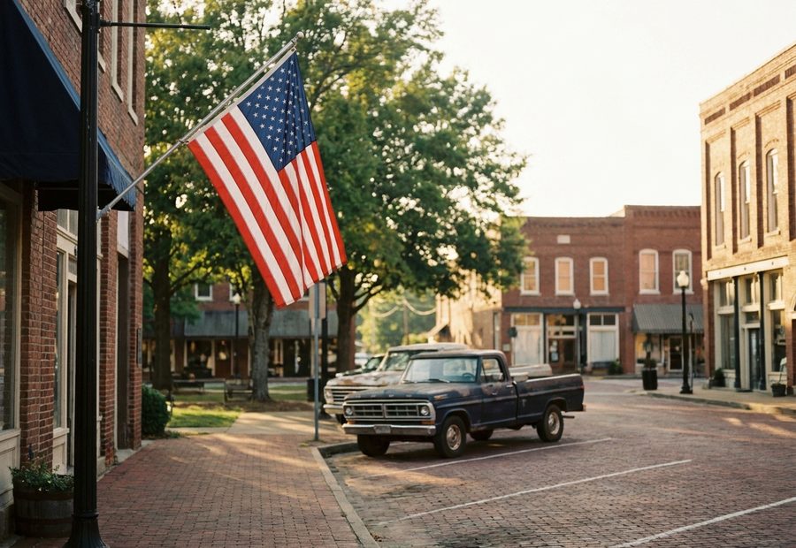 Small-town main street near the Crossville office